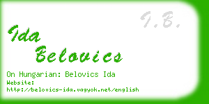 ida belovics business card